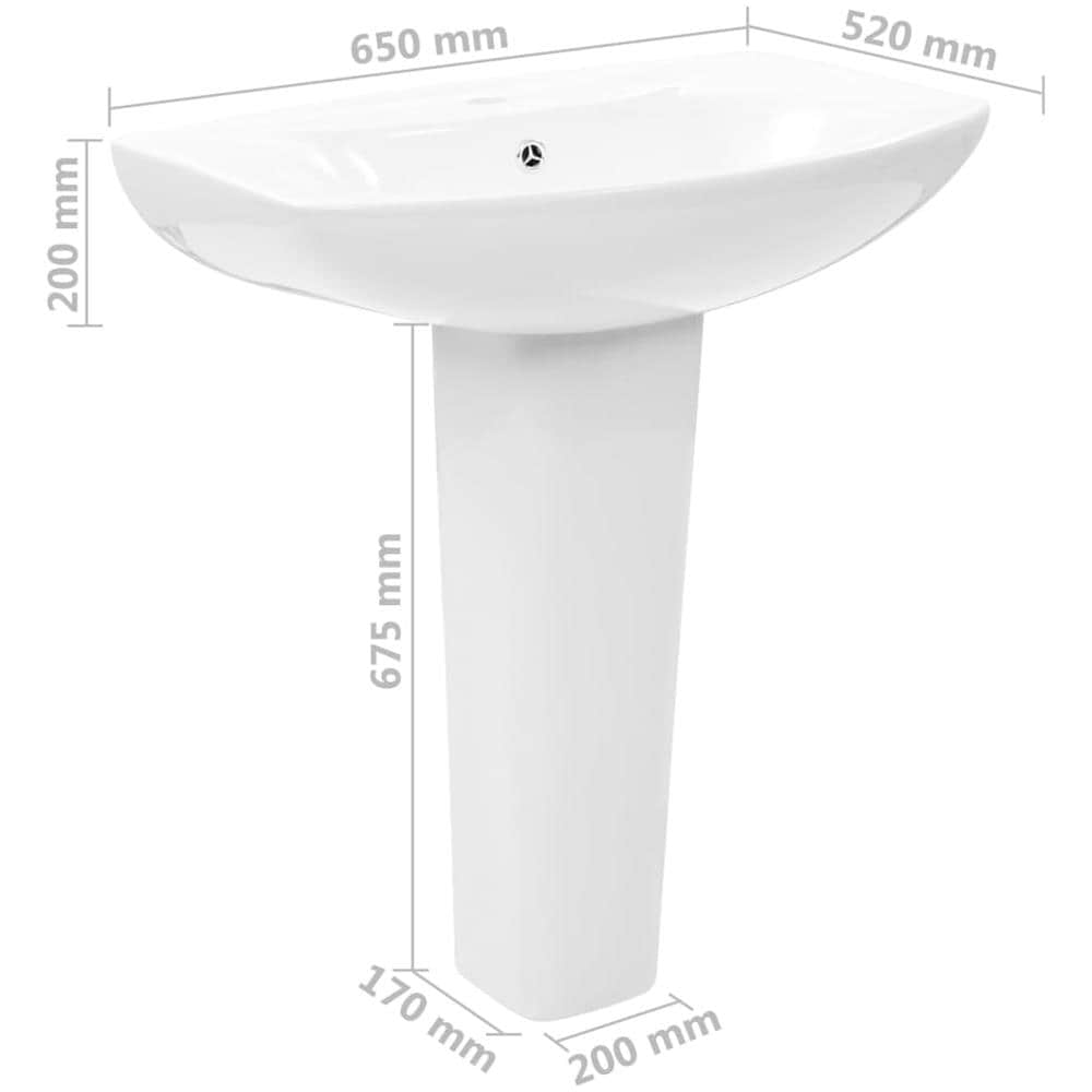 Lavandino A Colonna In Ceramica Bianca 650x520x200 Mm - Foto 7