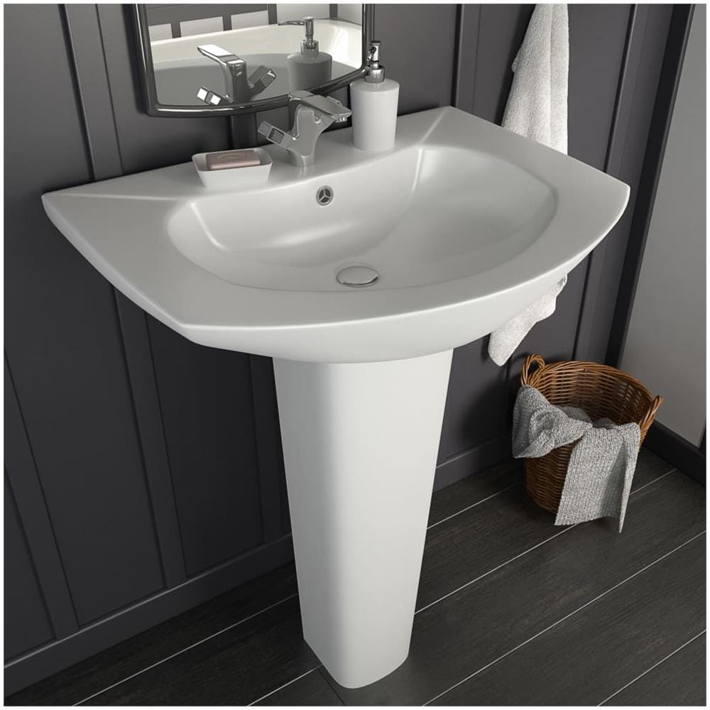 Lavandino A Colonna In Ceramica Bianca 650x520x200 Mm - Foto 1