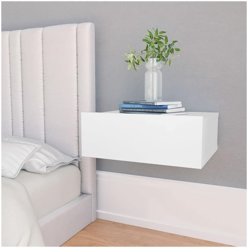 Comodino Pensile Bianco 40x30x15 cm in Legno Multistrato - Foto 1