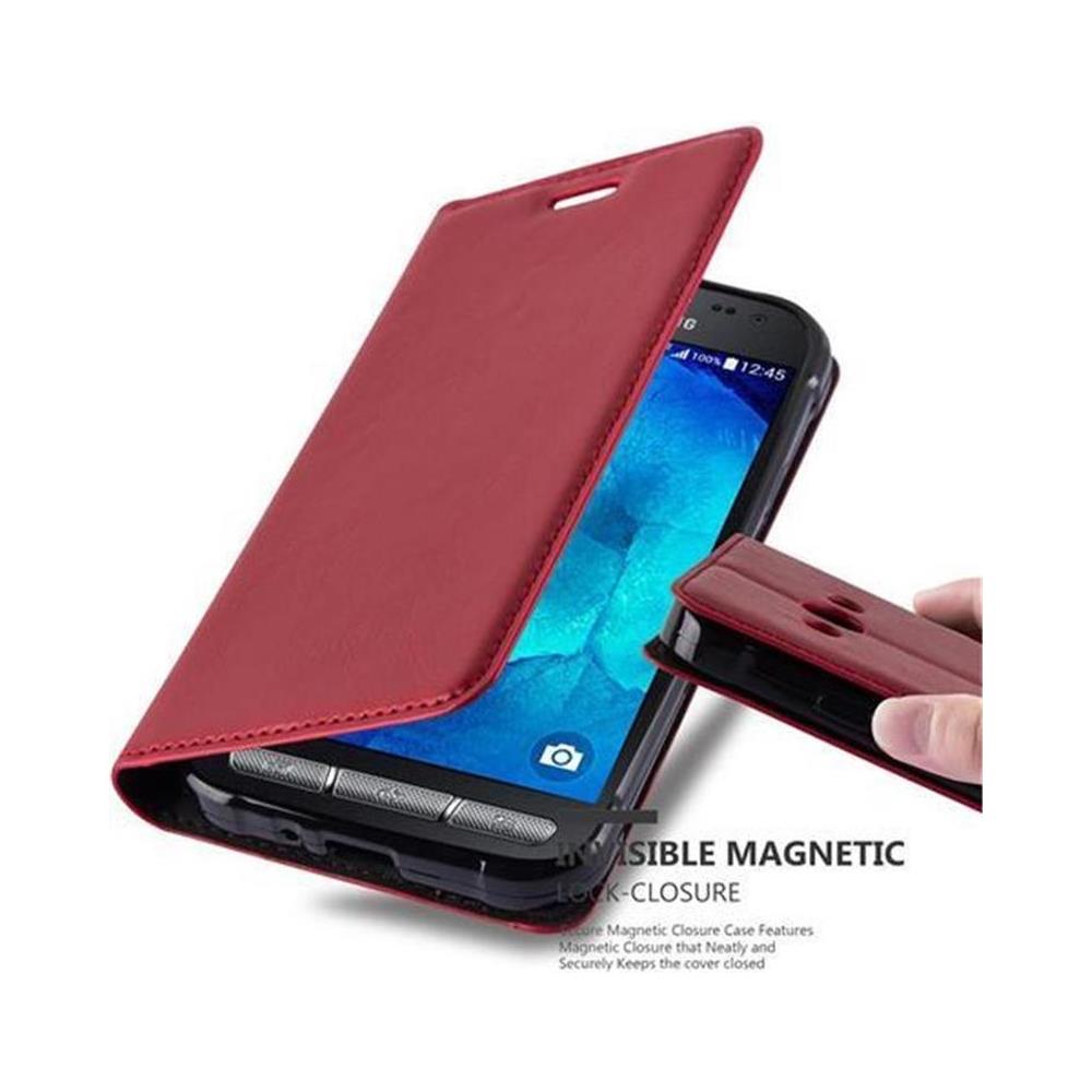 Custodia Compatibile Con Samsung Galaxy Xcover 3 In Rosso Mela - Coperchio Protettiva Con Chiusura Magnetica, Funzione Stand E Tasca Per Le Carte - Foto 1