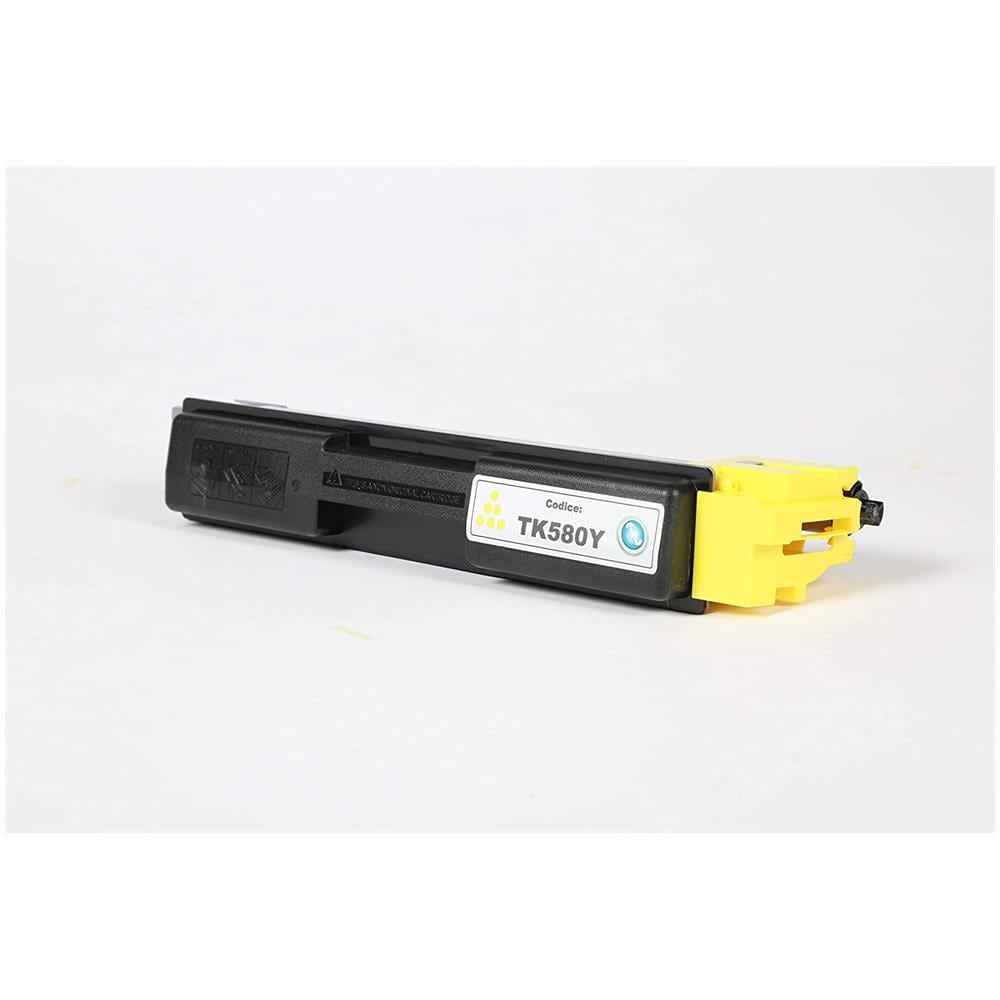 TONER COMPATIBILE - Kyocera Tk-580y Giallo 1t02ktanl0 Per Fs-c5150dn, Ecosys P6021cdn Fornito Di Intelligent Chip Capacità 2800 Copie Made In Italy - Foto 2