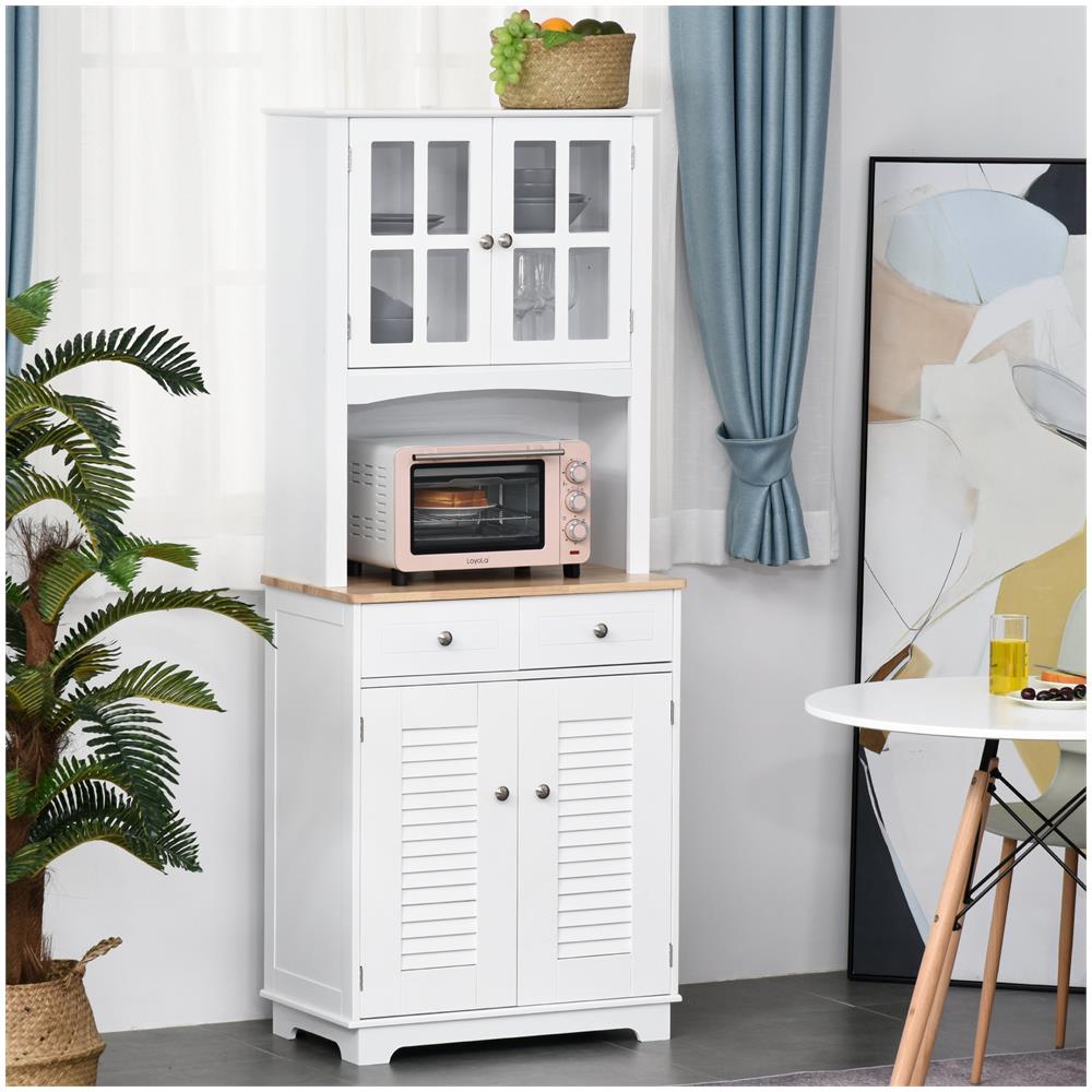 Credenza Alta Per Cucina Mobile Buffet In Legno Bianco - Foto 3