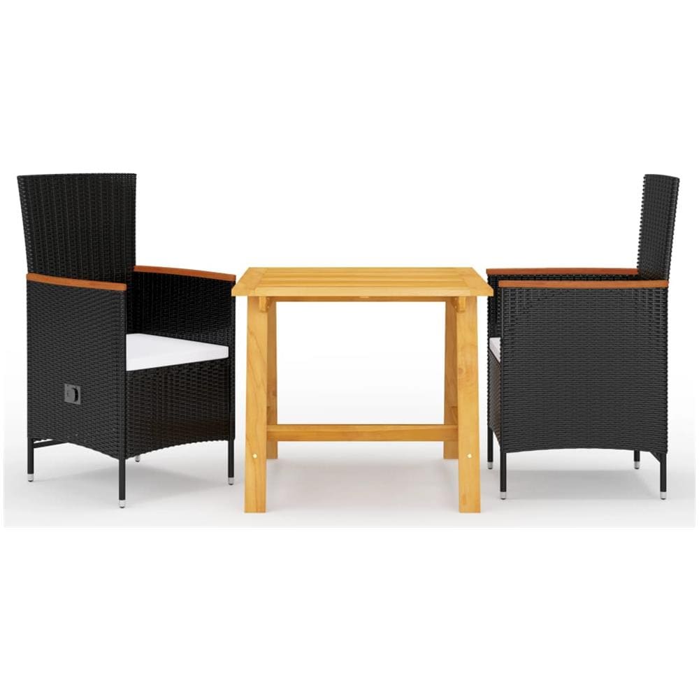 Set Mobili Da Pranzo Per Giardino 3 Pz Nero - Foto 1