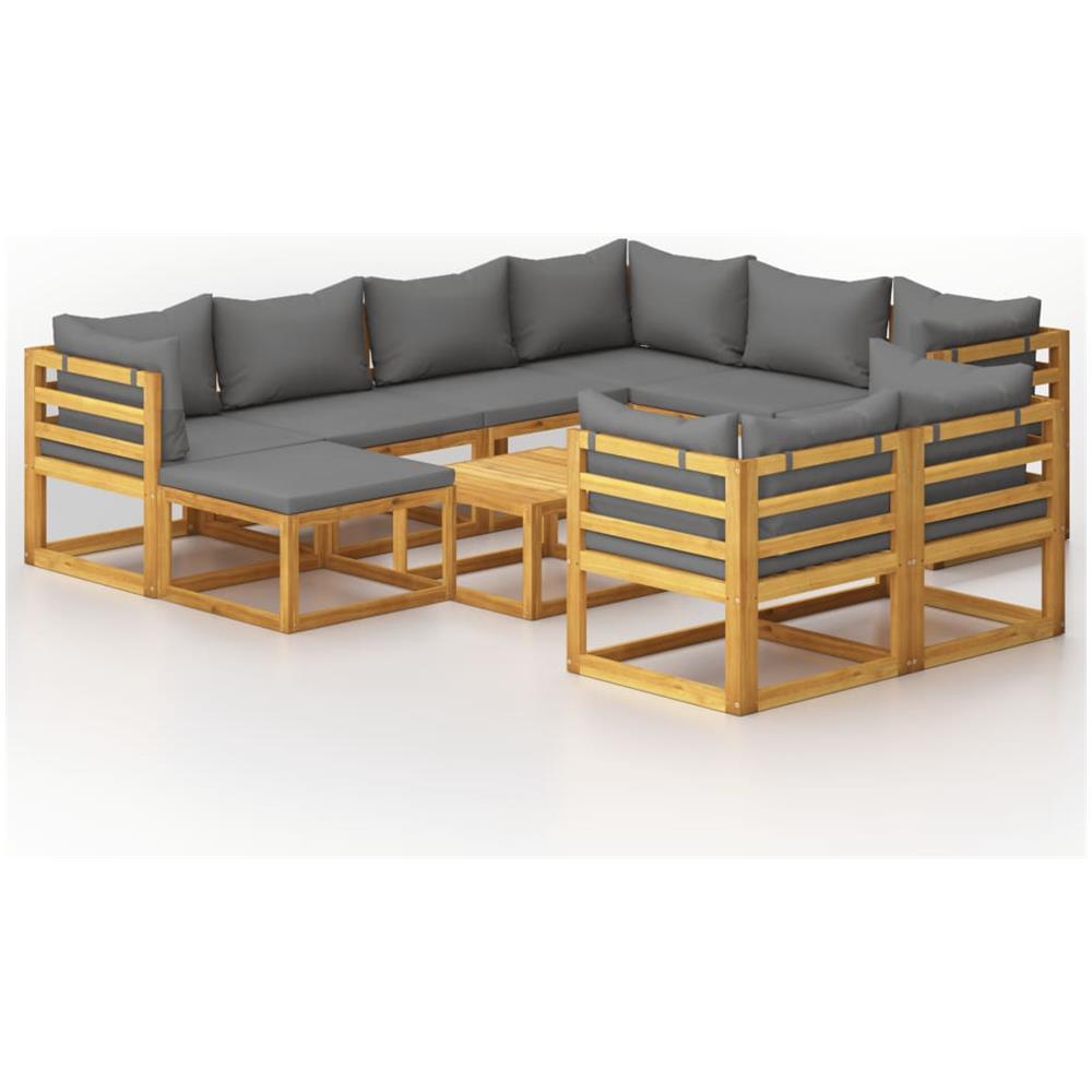 Set Divani Da Giardino 10 Pz Con Cuscini In Massello Di Acacia - Foto 1