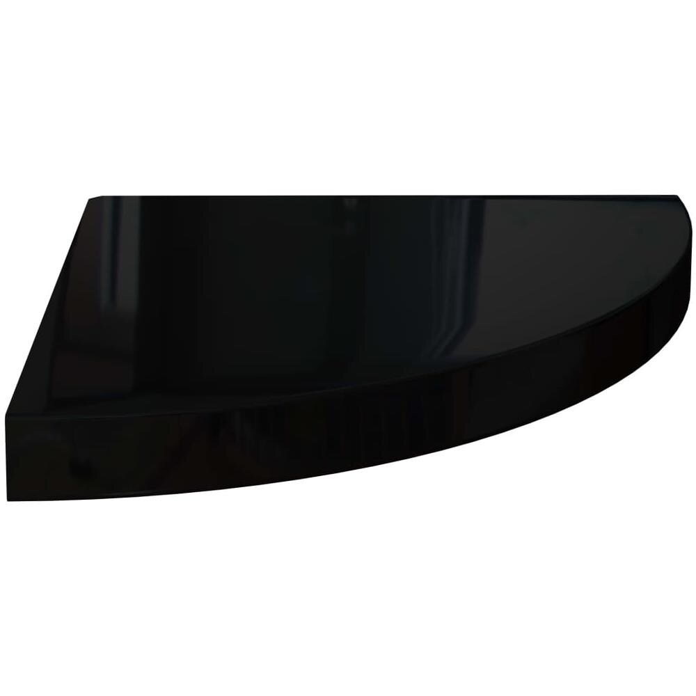 Scaffale Angolare A Parete Nero Lucido 35x35x3,8 Cm In Mdf - Foto 1