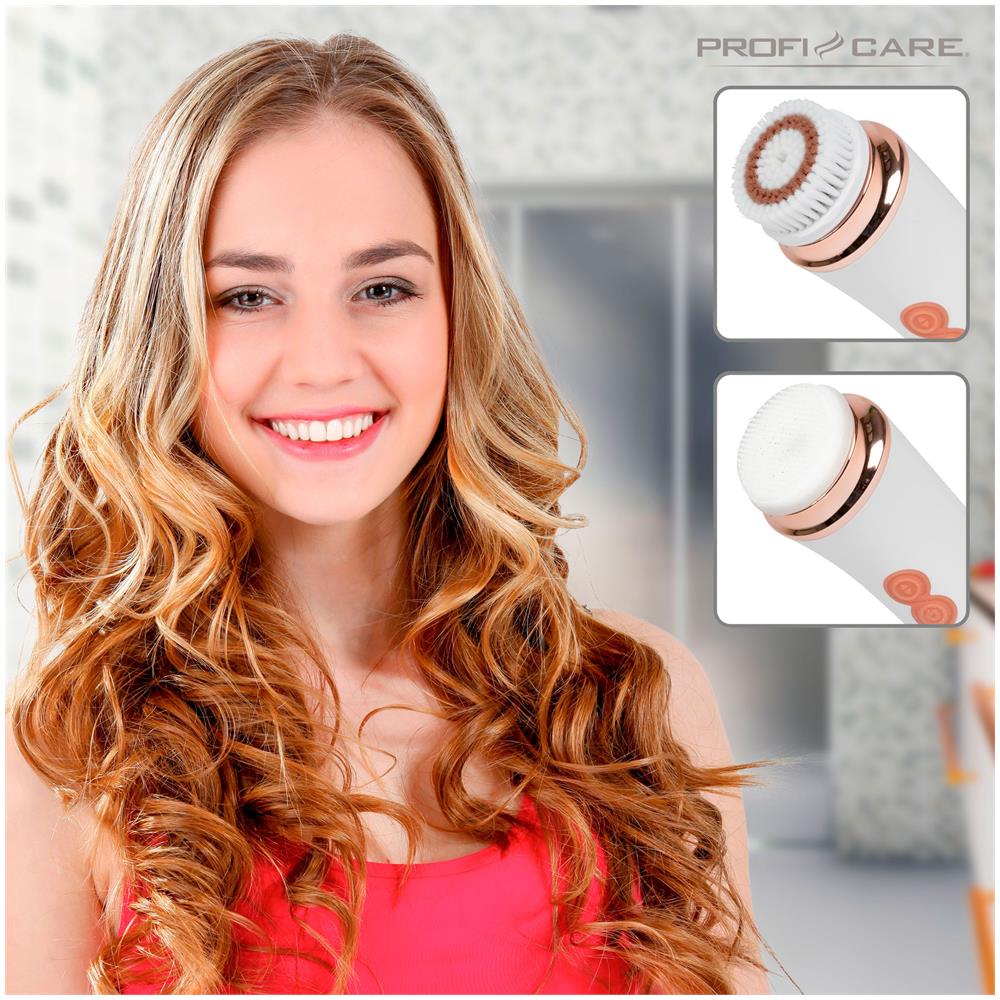 Grb 3081 Spazzola Per Pulizia Viso, Deterge Ed Esfolia La Pelle Del Viso, 2 Testine Bianco / arancione - Foto 2