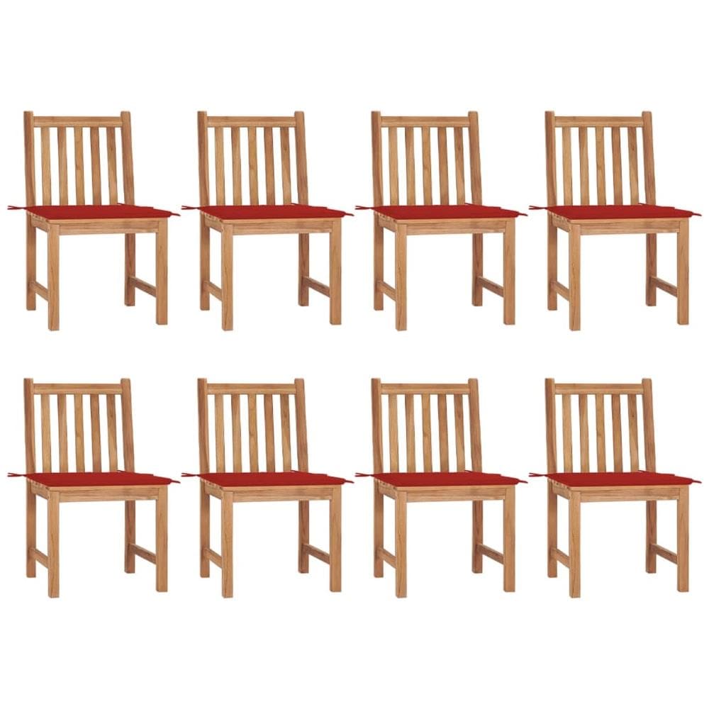 Sedie da Giardino con Cuscini 8 pz in Legno Massello di Teak - Foto 1
