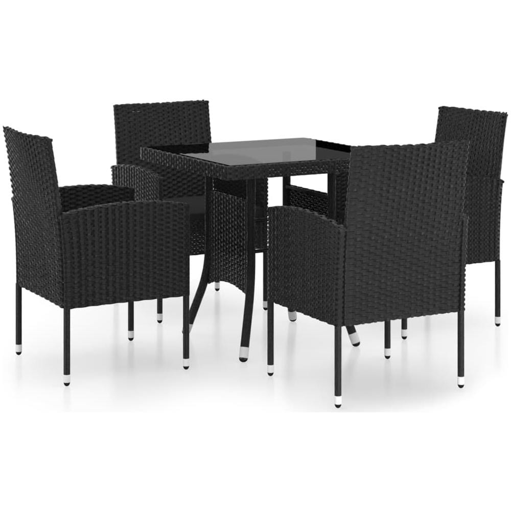 Set da Pranzo da Giardino 5 pz in Polyrattan Nero - Foto 1