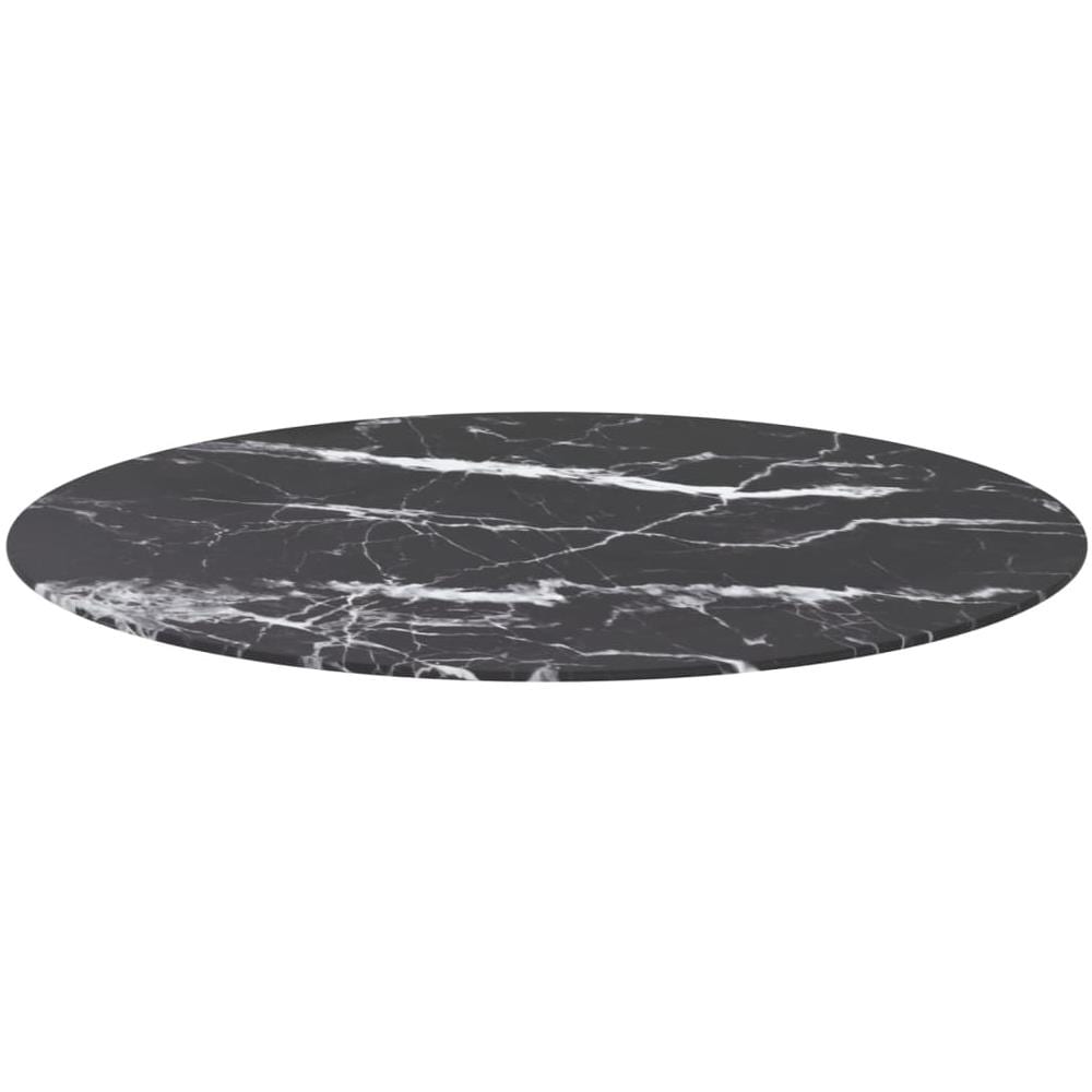 Piano Per Tavolo Nero 90x1 Cm Vetro Temperato Aspetto Marmo - Foto 3
