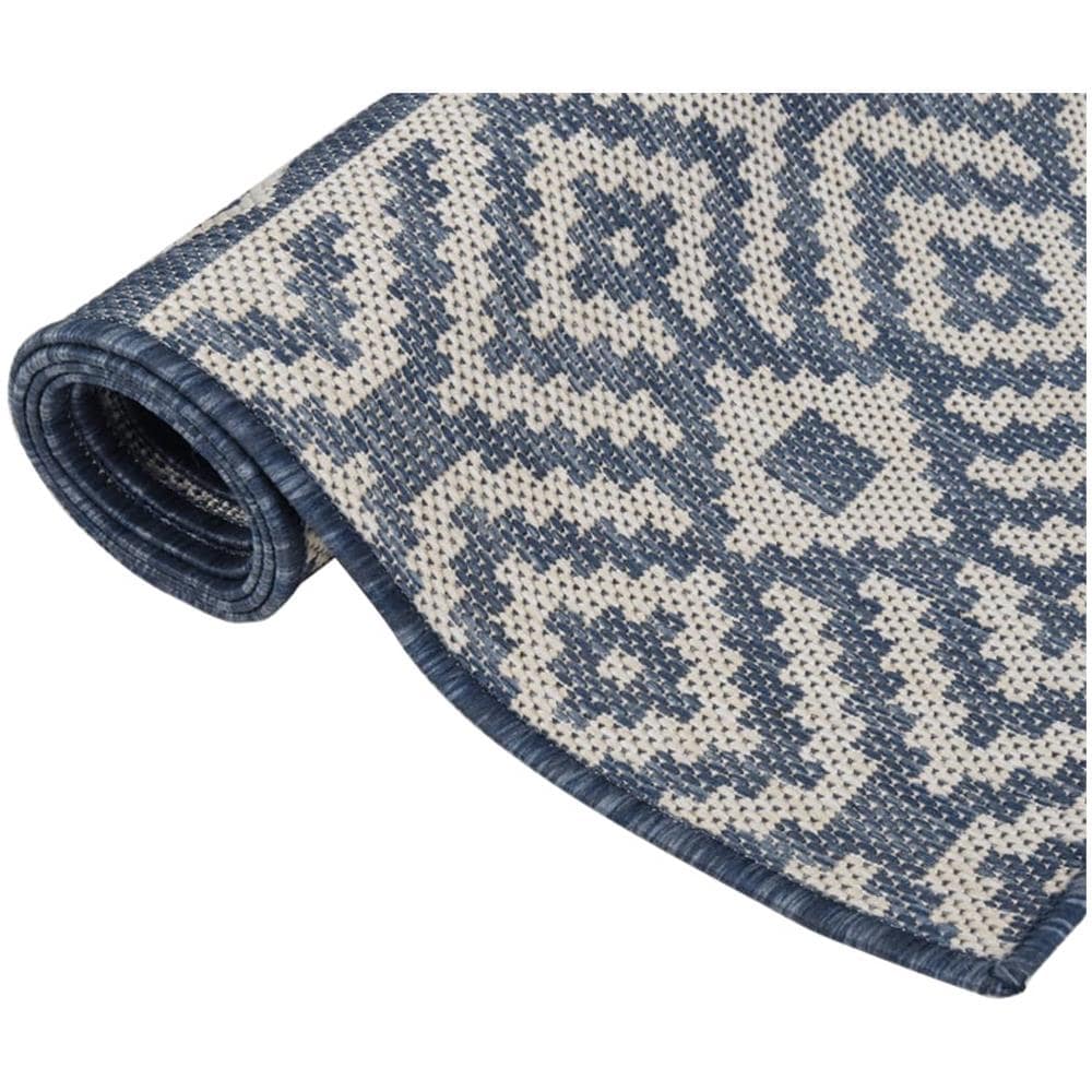 Tappeto Da Esterni A Tessitura Piatta 100x200 Cm Strisce Blu - Foto 3