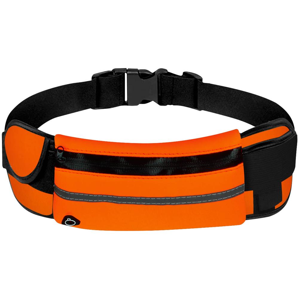 Marsupio Sportivo Cintura Regolabile Chiusura Fibbia Bande Riflettenti Arancione - Foto 2