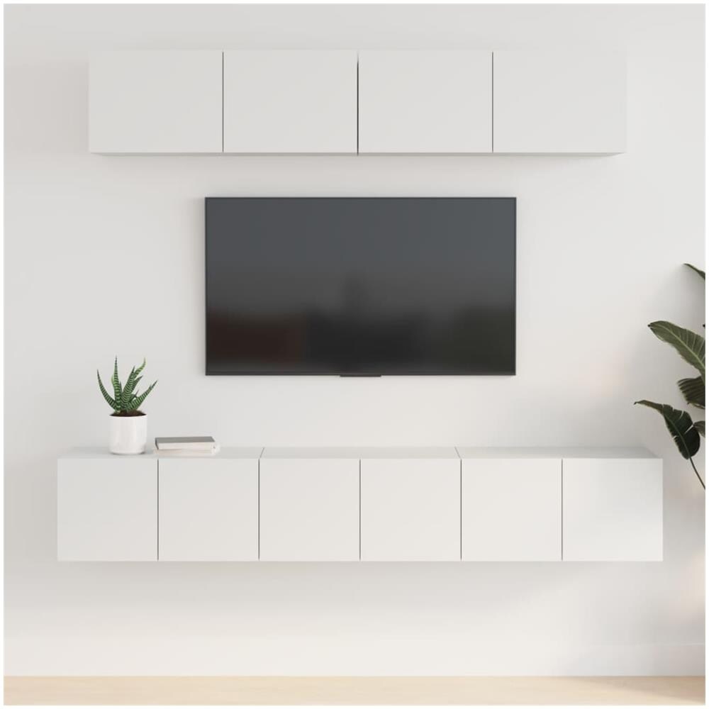 Set Di Mobili Porta Tv 5 Pz Bianco In Legno Multistrato - Foto 1