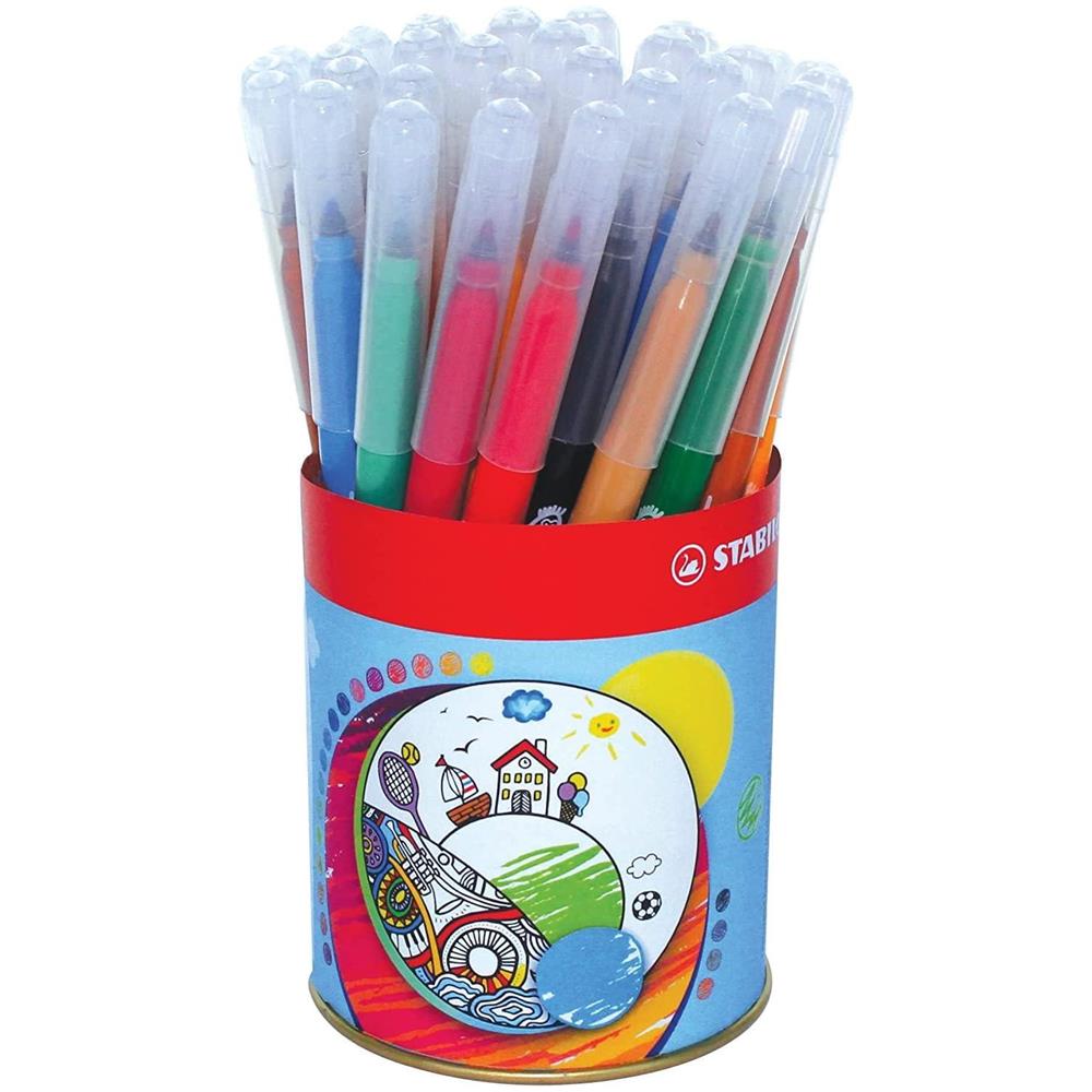 Trio A-Z - Pennarello a Punta Fine e Impugnatura Triangolare - Contenitore in Metallo da 36 - 12 Colori Assortiti - Foto 1