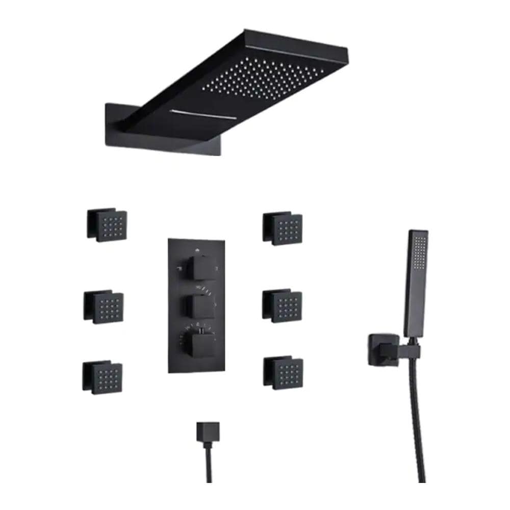 Set miscelatore doccia con massaggio, Blackswan, tipo M73.32, modello nero opaco, misura 52 cm - Foto 1