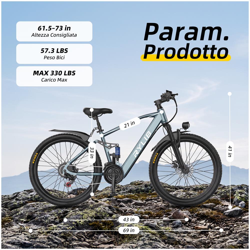 26"" Bicicletta Elettrica GT900 Shimano 21 Velocità Batteria 36V13Ah 250W 25KM /H 30-60km Display LCD con Sblocco NFC City E-Bike - Foto 7