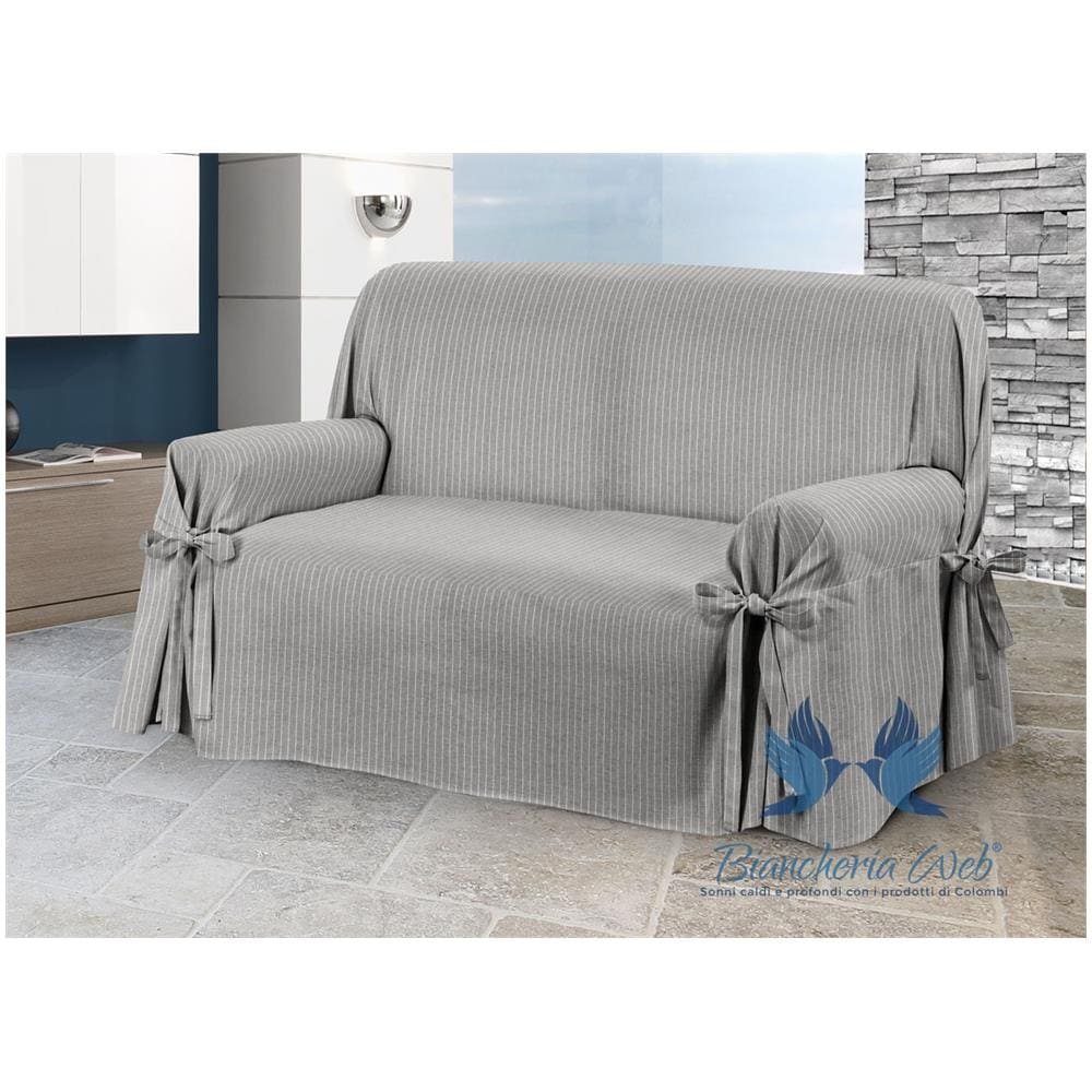 Copridivano Fodera Telo Protezione Divano Con Laccetti Fiocco Disegno Lord 3 Posti Grigio - Foto 1