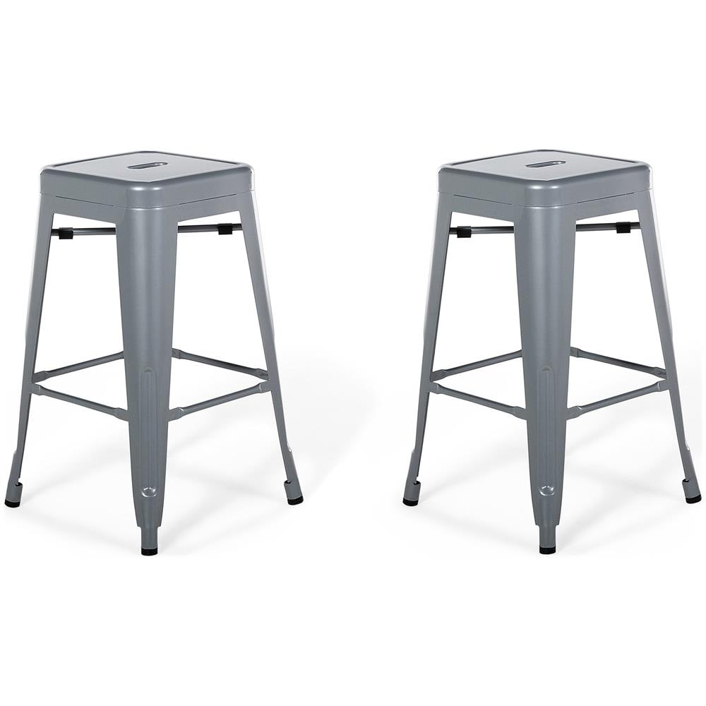 Set Di 2 Sgabelli Da Bar In Metallo In Color Grigio 60 Cm Cabrillo - Foto 1