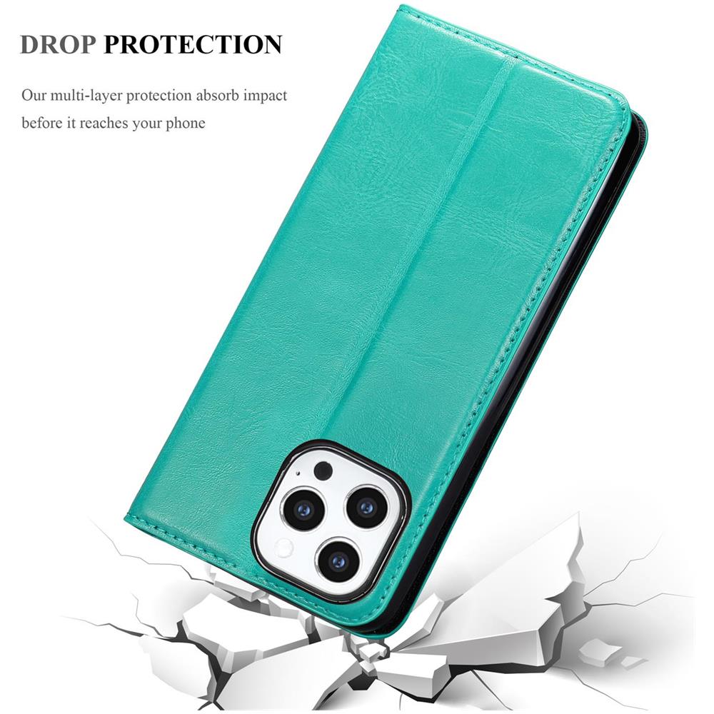 Custodia Compatibile Con Apple Iphone 13 Pro Max In Turchese Petrolio - Coperchio Protettiva Con Chiusura Magnetica, Funzione Stand E Tasca Per Le Carte - Foto 8