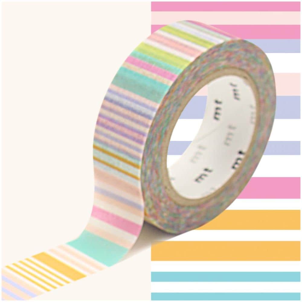 Nastro Adesivo Decorativo Multi Linee Pastello - 1,5 Cm X 7 M - Foto 1