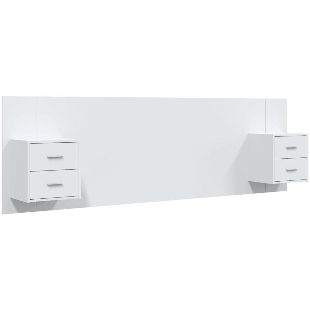 Testiera Per Letto Con Comodini In Legno Multistrato Bianco - Foto 2