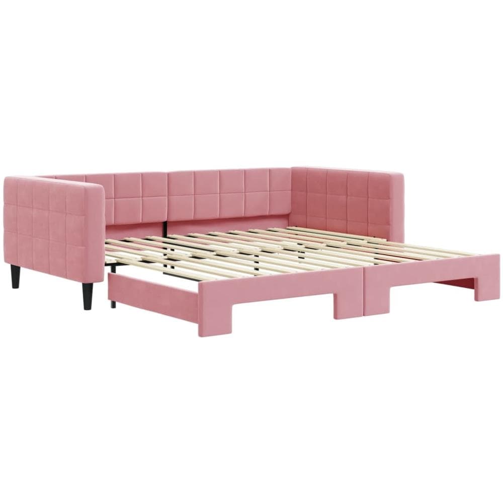 Divano Letto Con Letto Estraibile Rosa 100x200 Cm In Velluto - Foto 2