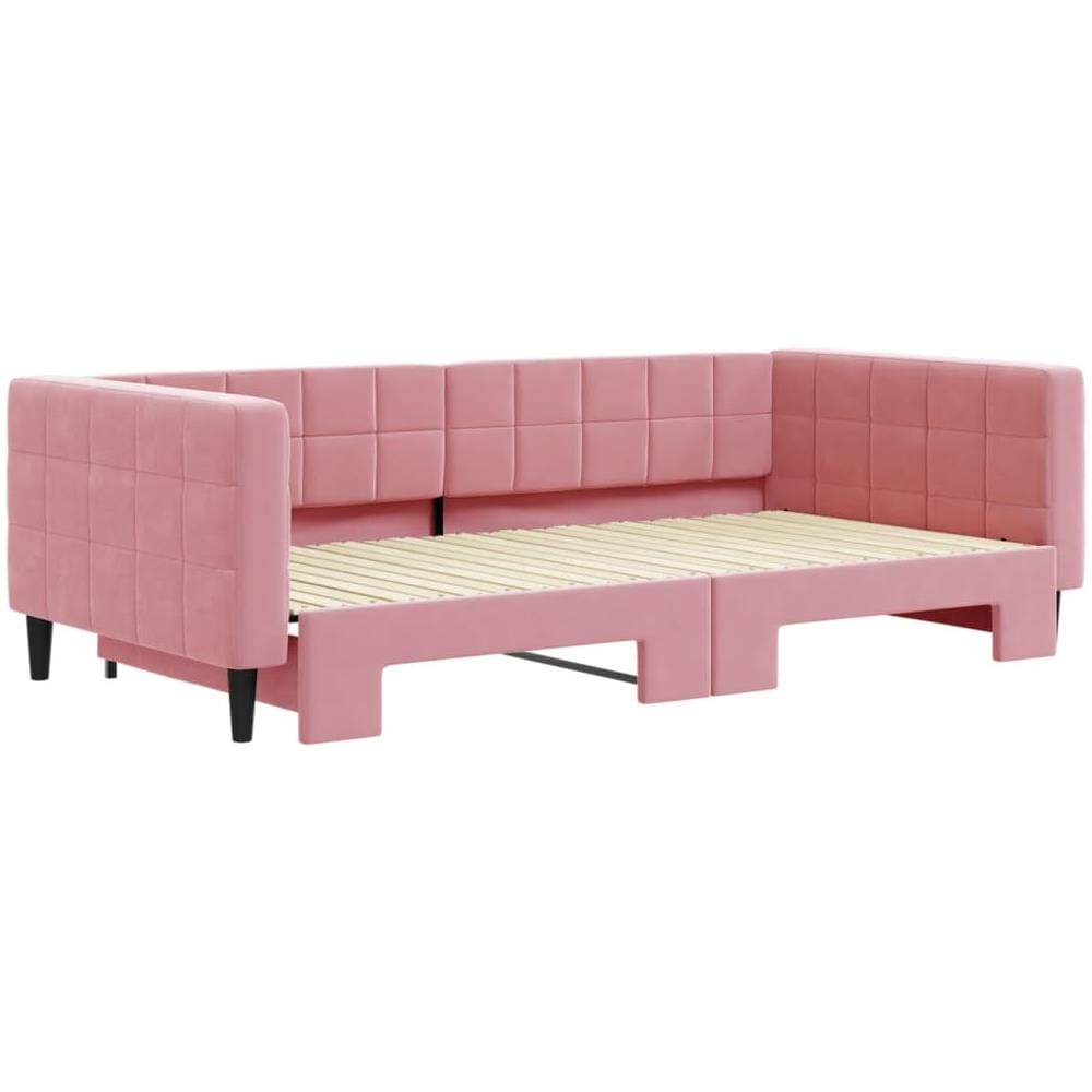 Divano Letto Con Letto Estraibile Rosa 100x200 Cm In Velluto - Foto 3