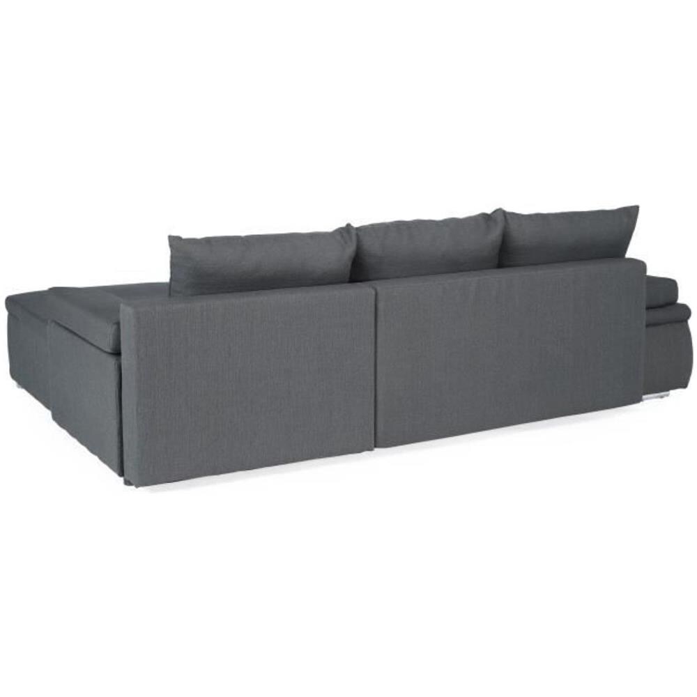 Divano Angolare Trasformabile Reversibile A 3 Posti + Contenitore - Tessuto Grigio - 274 X 184 Cm - Foto 1