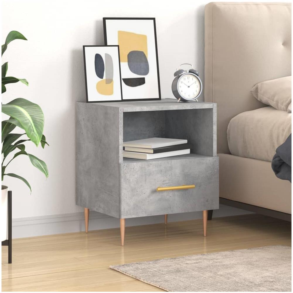 Comodino Grigio Cemento 40x35x47,5 Cm In Legno Multistrato - Foto 1
