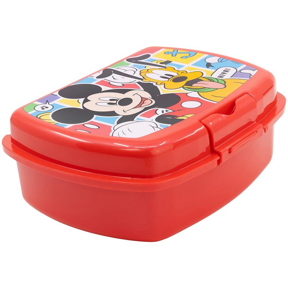 Disney Sandwich Box Rossa Per Bambini In Plastica Mickey Mouse Topolino Utile Per Portare La Merenda Fuori Casa - Foto 2