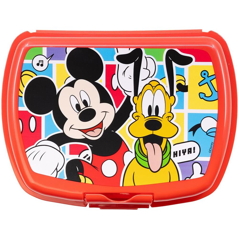 Disney Sandwich Box Rossa Per Bambini In Plastica Mickey Mouse Topolino Utile Per Portare La Merenda Fuori Casa - Foto 3