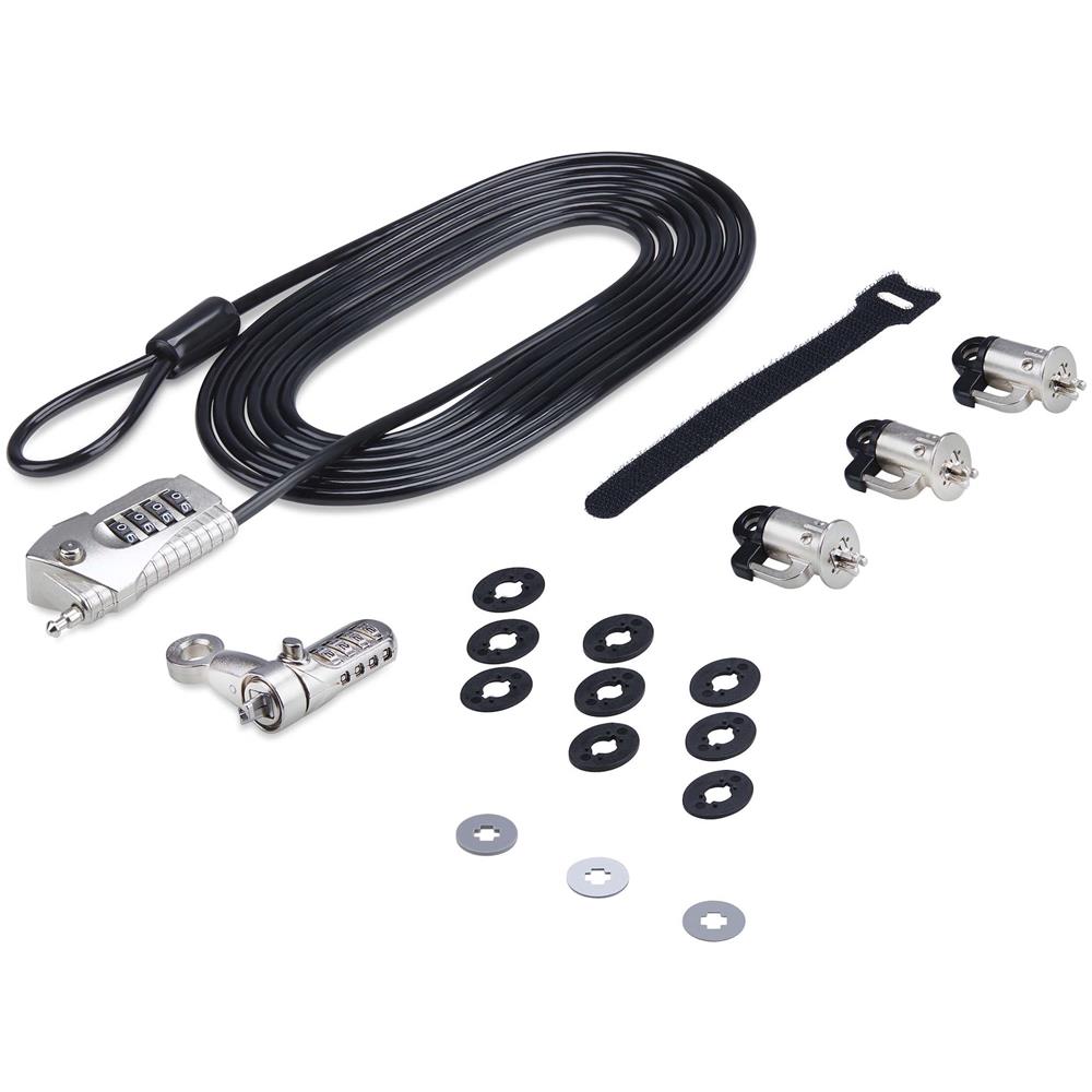 Kit Di Sicurezza Per Computer Portatili /Desktop e Periferiche, Blocco Di Sicurezza Antifurto, K-Slot, Cavo In Acciaio Da 3m, 3 Dispositivi, Serratura a 4 Cifre Ripristinabile Dall'Utente - Foto 1
