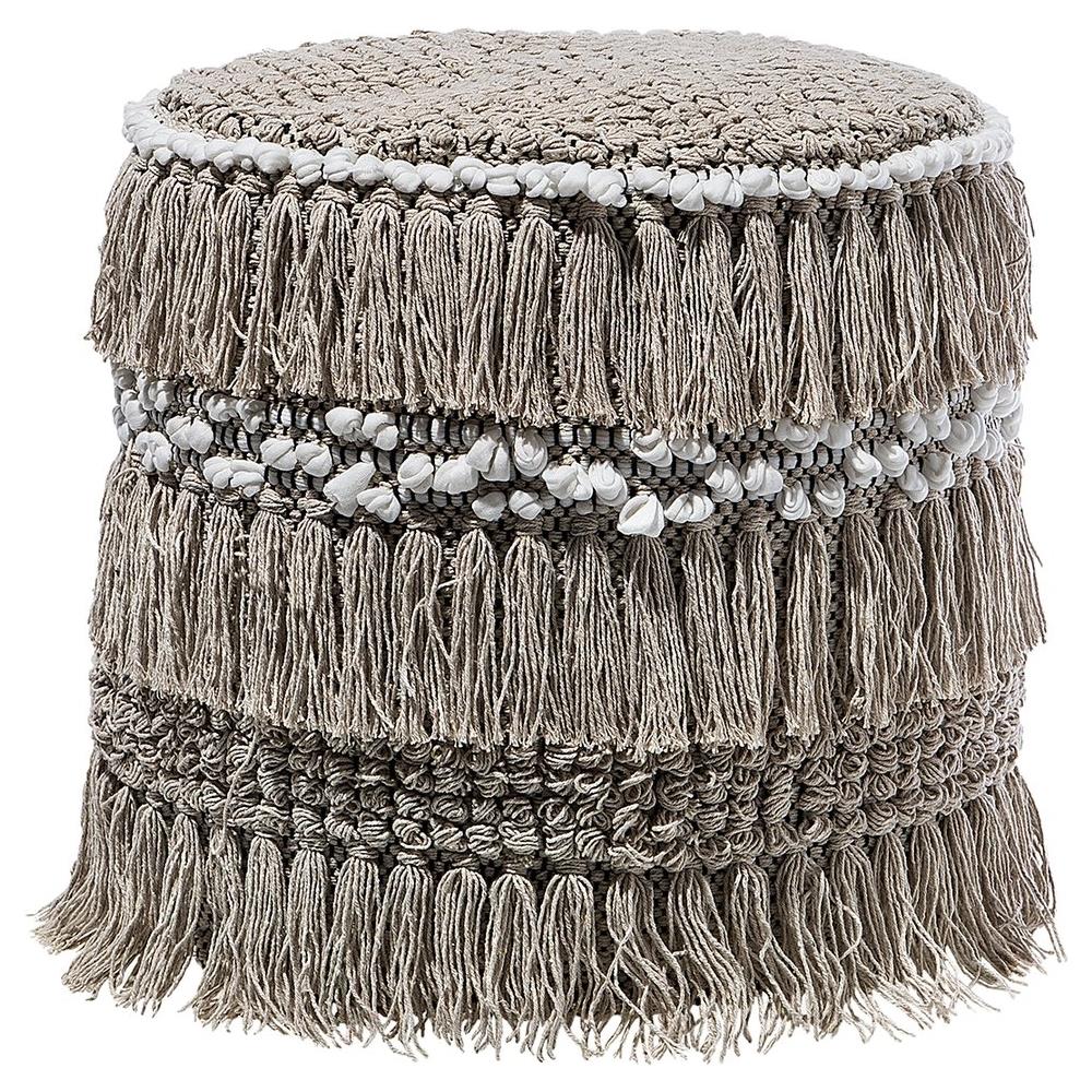 Pouf In Tessuto Beige 43 X 44 Cm Noida - Foto 1