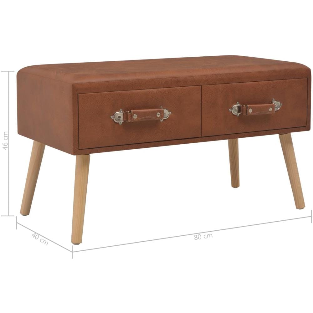 Tavolino Da Caffè Marrone 80x40x46 Cm In Similpelle - Foto 8
