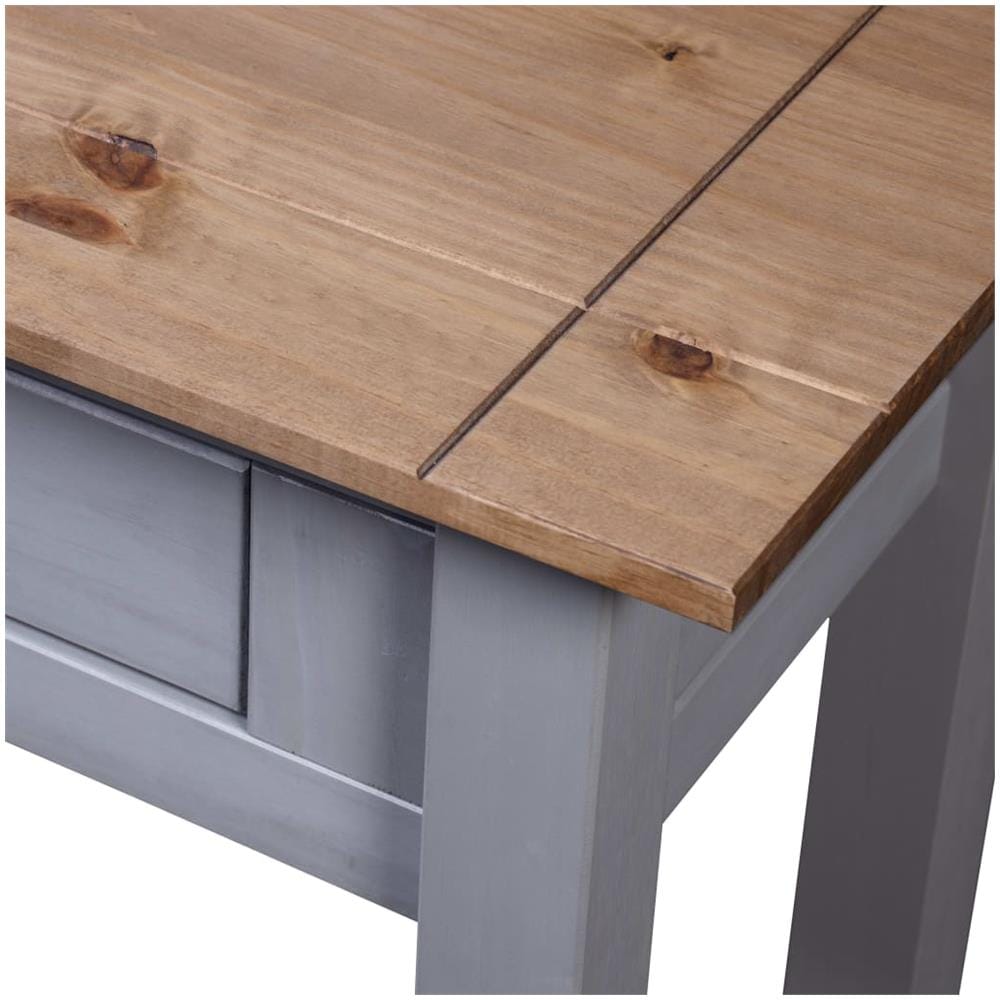 Tavolo Consolle Grigio 110x40x72 cm Legno Massello Pino Panama - Foto 7