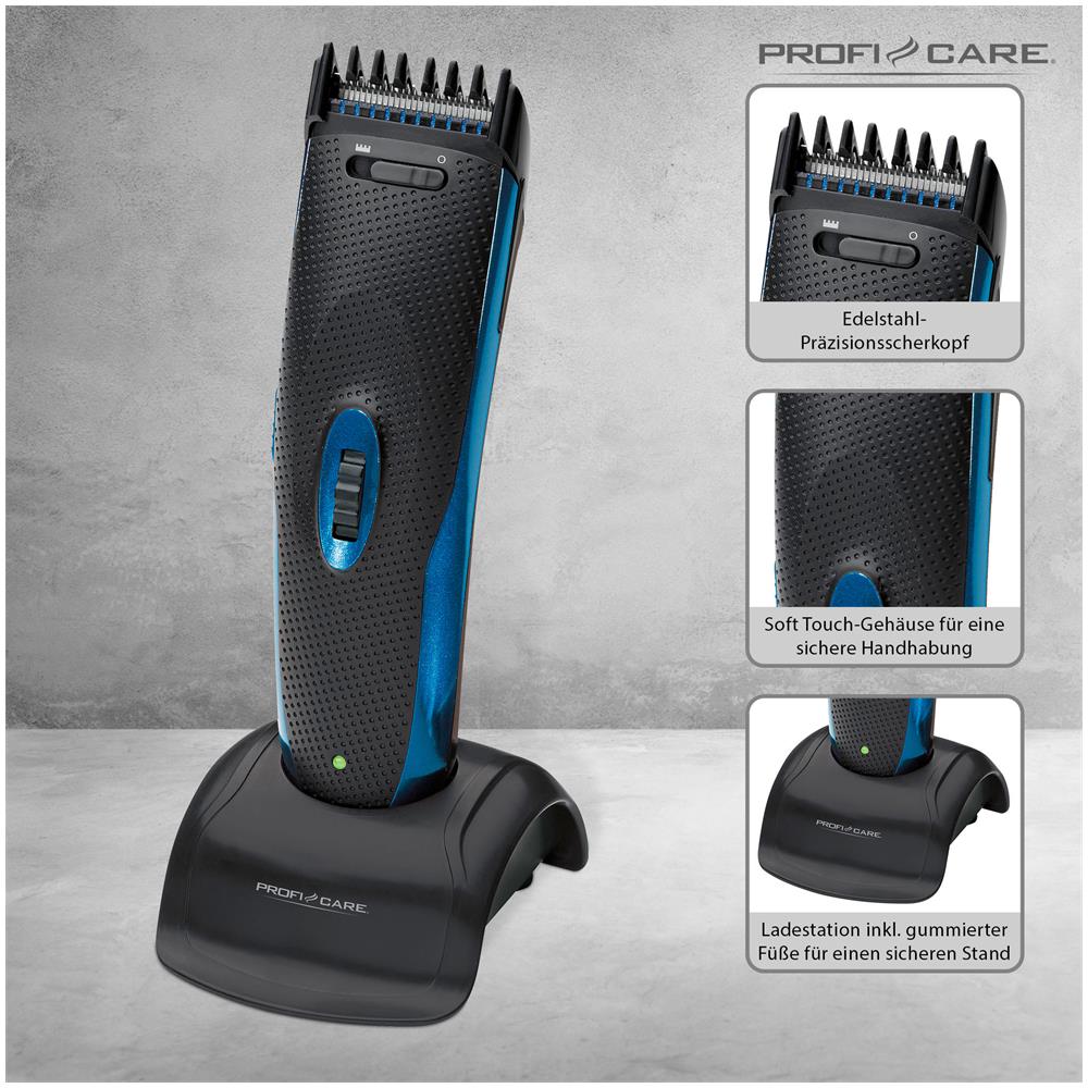 Proficare Hsm/r 3052 Tagliacapelli Elettrico, Rasoio Batteria / Rete + Taglia Peli Naso E Orecchie 600mah Nero/blu - Foto 8