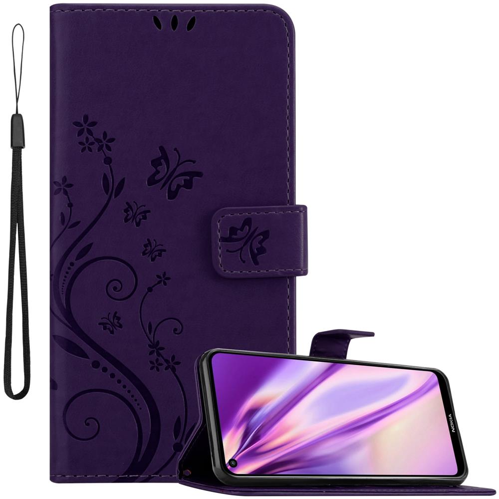 Cadorabo Custodia Compatibile Con Nokia 5.4 In Lilla Scuro Fiore - Coperchio Protettivo In Design Floreale Con Chiusura Magnetica, Funzione Stand E Slot Per Carte - Foto 1