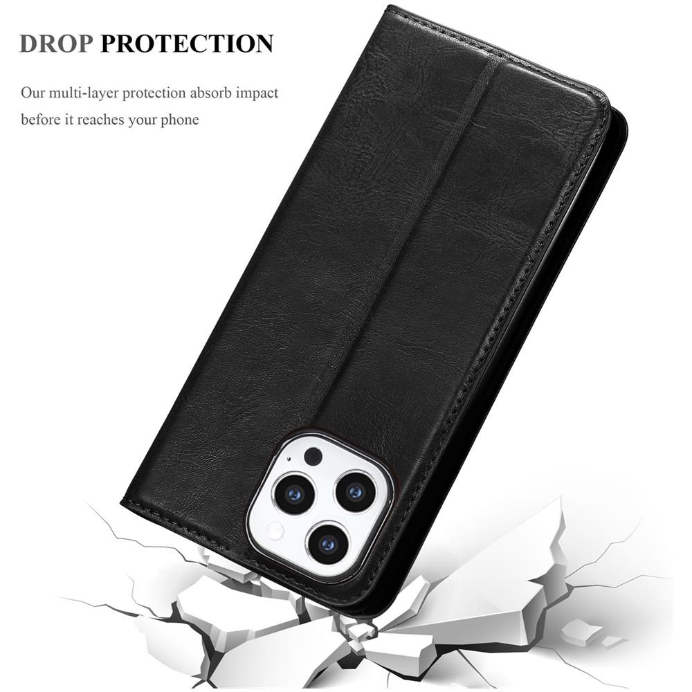 Custodia Compatibile Con Apple Iphone 13 Pro Max In Nero Di Notte - Coperchio Protettiva Con Chiusura Magnetica, Funzione Stand E Tasca Per Le Carte - Foto 8