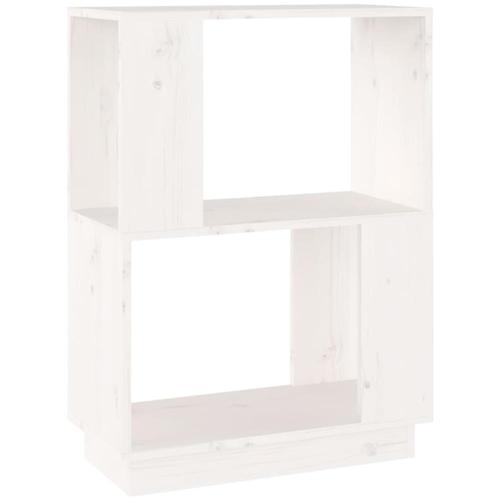 Libreria / divisorio Bianco 51x25x70 Cm In Legno Massello Di Pino - Foto 2