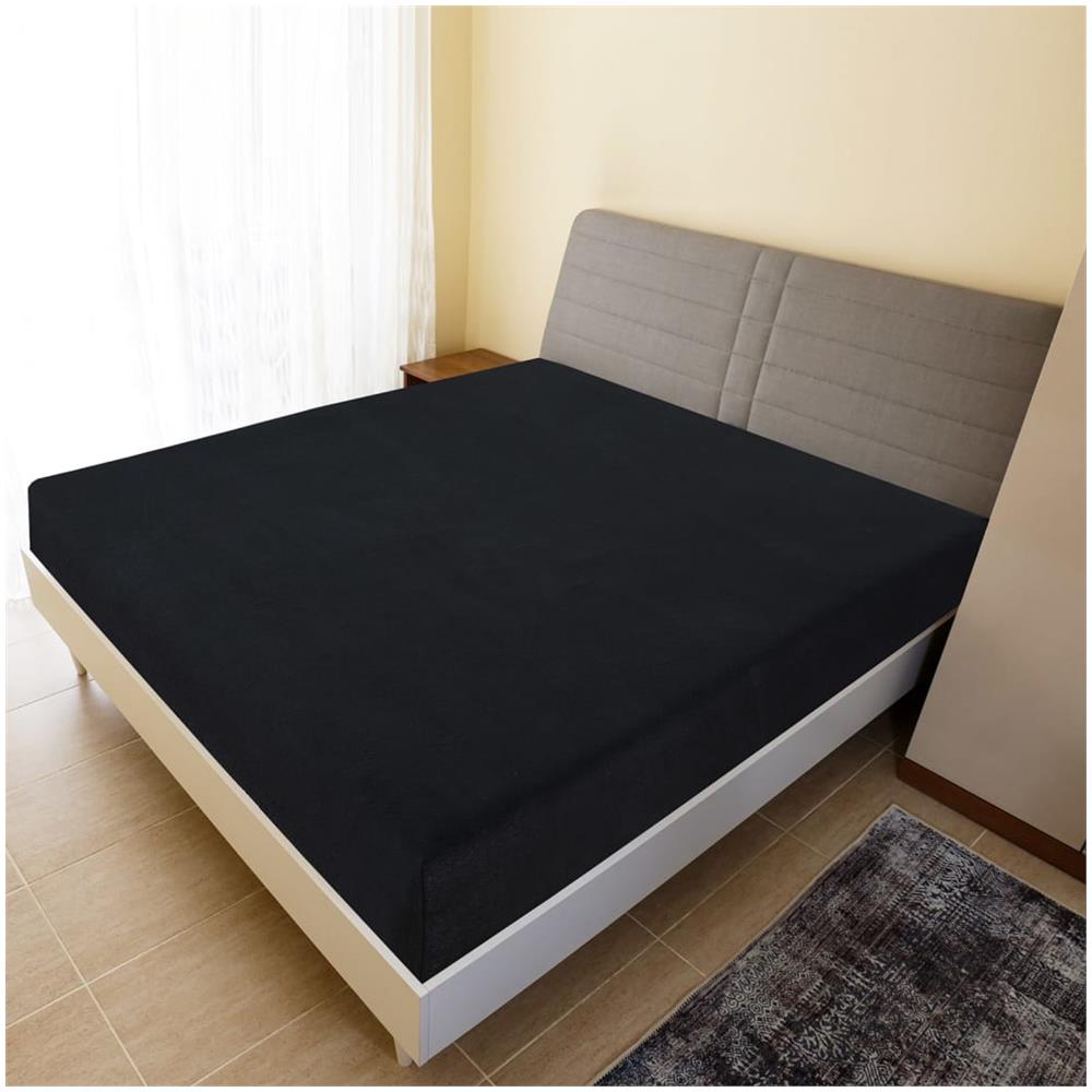 Lenzuolo Con Angoli Jersey Nero 100x200 Cm Cotone - Foto 1