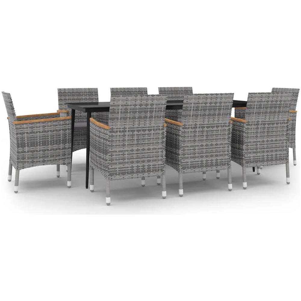 Set Da Pranzo Per Giardino 9 Pz Con Cuscini Polyrattan E Vetro - Foto 2