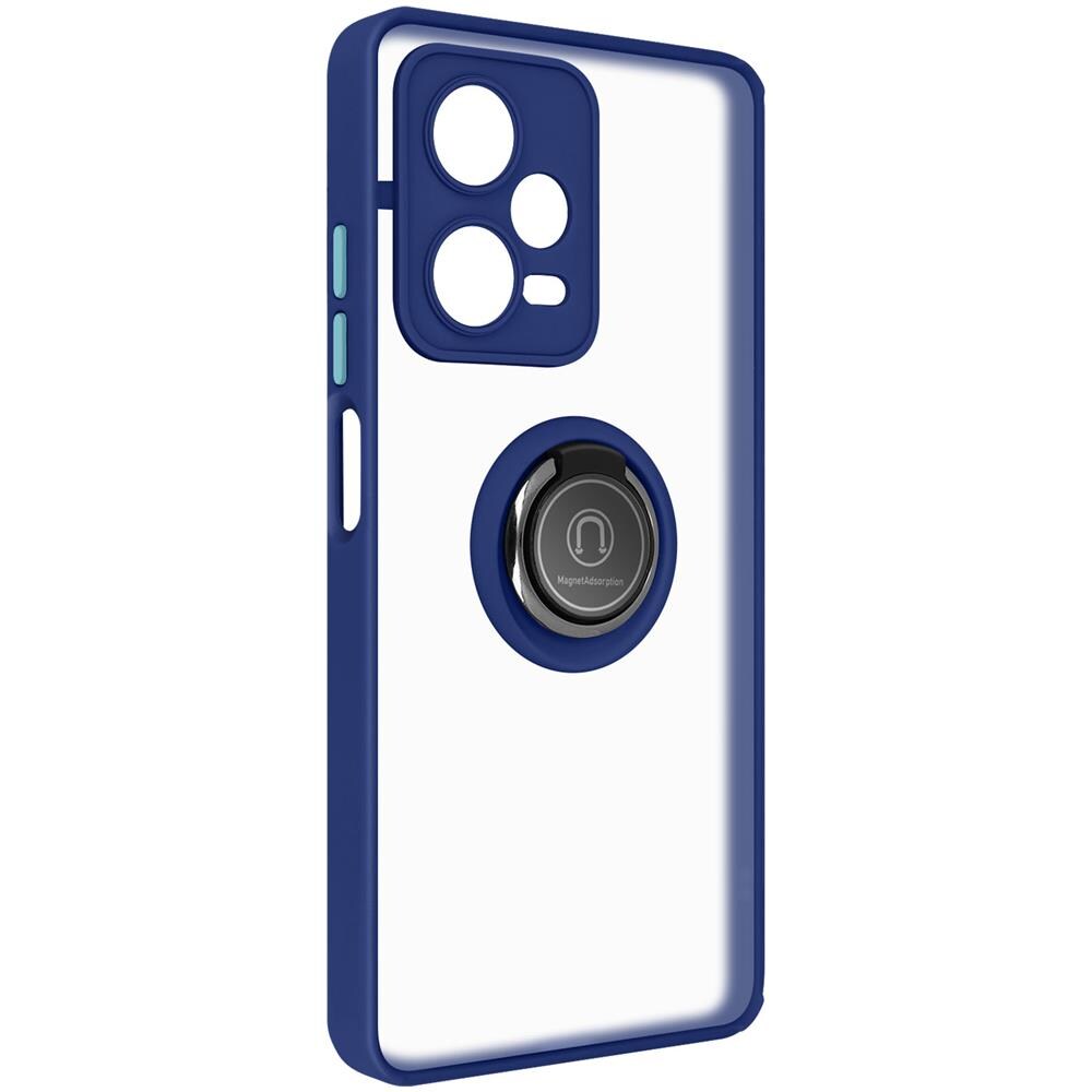 Cover Per Xiaomi Redmi Note 12 Pro Plus Anello Metallico Supporto Bordo Blu - Foto 5