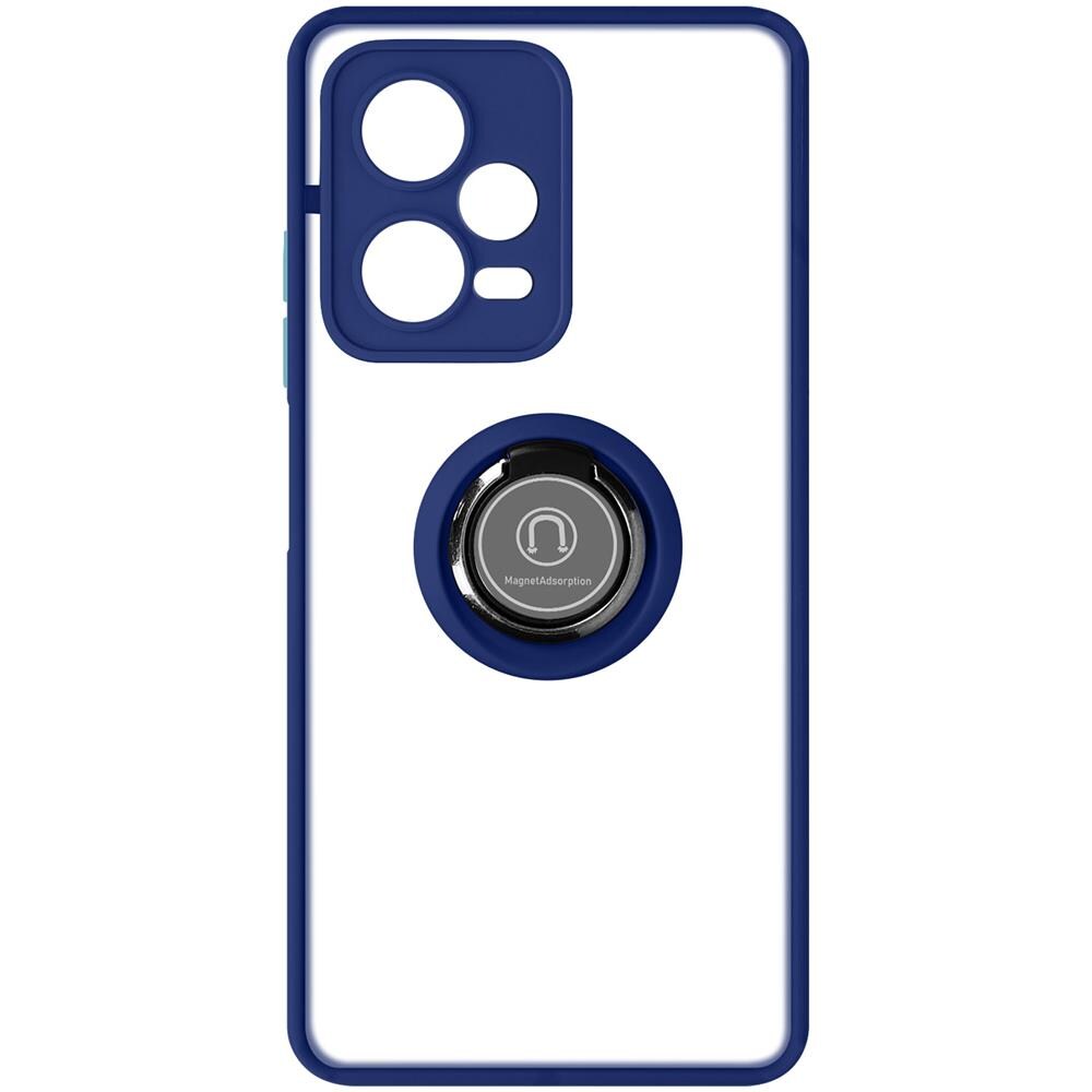 Cover Per Xiaomi Redmi Note 12 Pro Plus Anello Metallico Supporto Bordo Blu - Foto 1