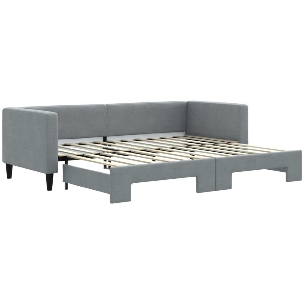 Divano Letto Con Letto Estraibile Grigio Chiaro 80x200 Tessuto - Foto 2