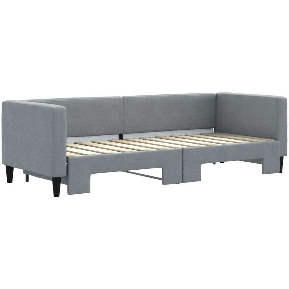 Divano Letto Con Letto Estraibile Grigio Chiaro 80x200 Tessuto - Foto 3