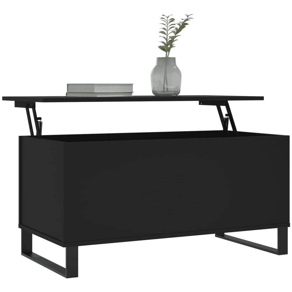 Tavolino Da Salotto Nero 90x44,5x45 Cm In Legno Multistrato - Foto 3