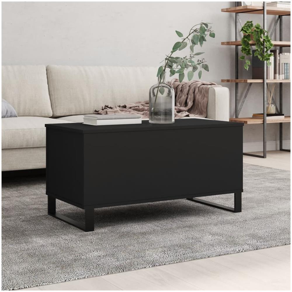 Tavolino Da Salotto Nero 90x44,5x45 Cm In Legno Multistrato - Foto 1