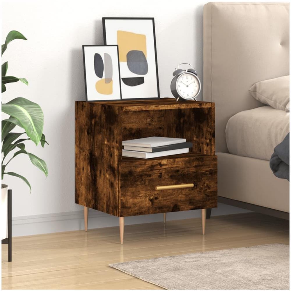Comodino Rovere Fumo 40x35x47,5 Cm In Legno Multistrato - Foto 1