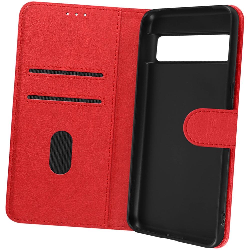 Custodia Per Google Pixel 8 Pro Copertina Portacarte Funzione Supporto Rossa - Foto 2