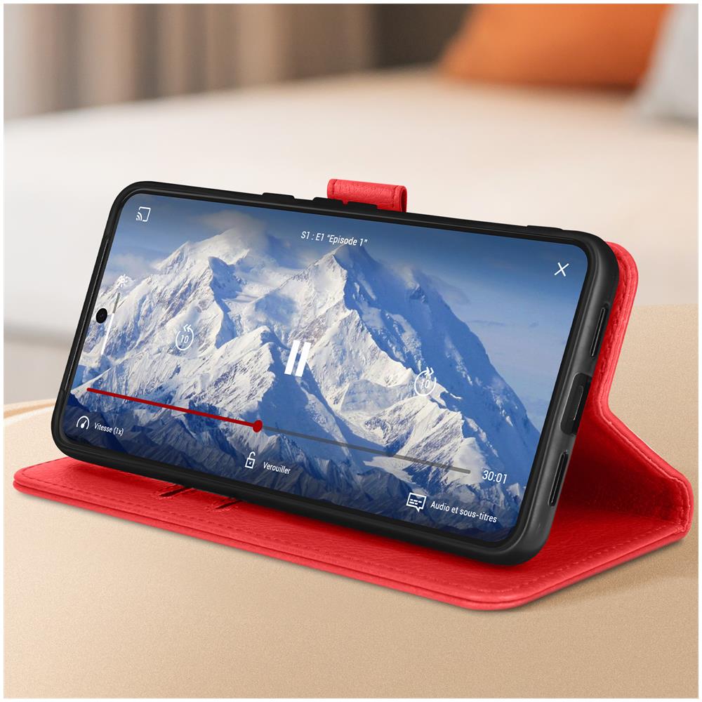 Custodia Per Google Pixel 8 Pro Copertina Portacarte Funzione Supporto Rossa - Foto 5