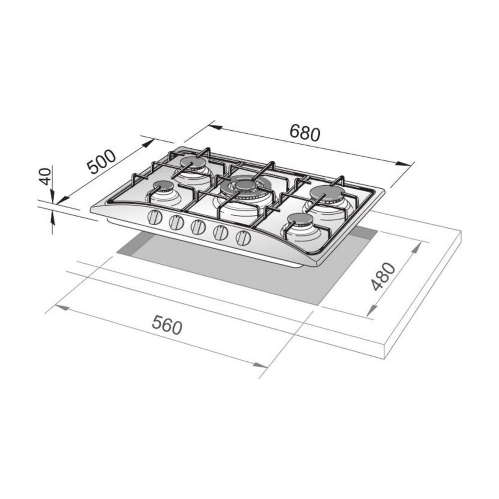 Piano Cottura BF57PRO a Gas 5 Fuochi Gas Colore Biancho - Foto 3